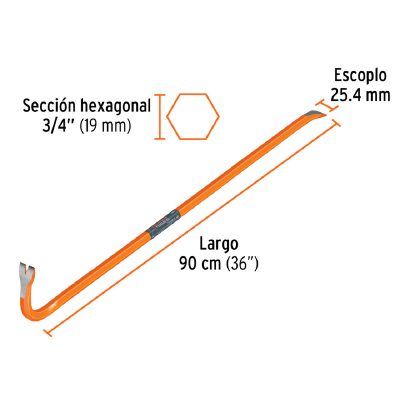 Barretas de Uña 3/4” Diámetro Diablito Largo 90cm (36”)