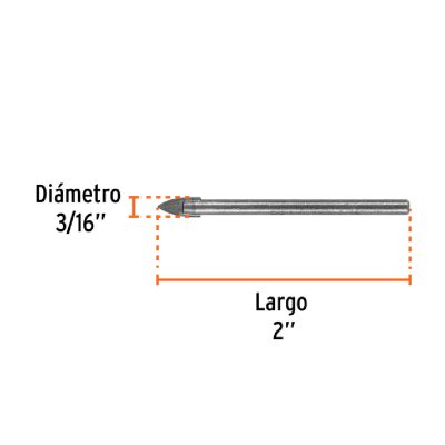 Broca Para Vidrio y Azulejo Diametro 3/16" (5 mm)
