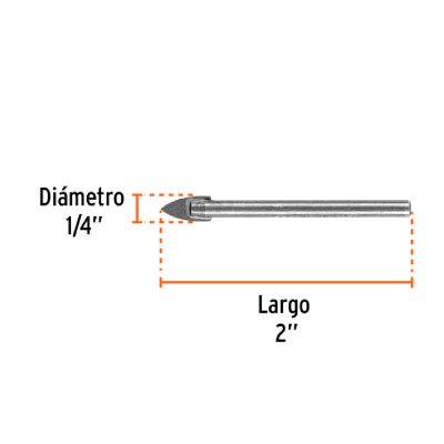 Broca Para Vidrio y Azulejo Diametro 1/4" (6,5 mm)