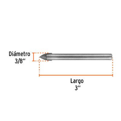 Broca Para Vidrio y Azulejo Diametro 3/8" (9,5 mm)