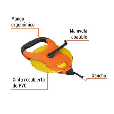 Huincha Largas Cruceta Fibra Vidrio Largo 100 mt