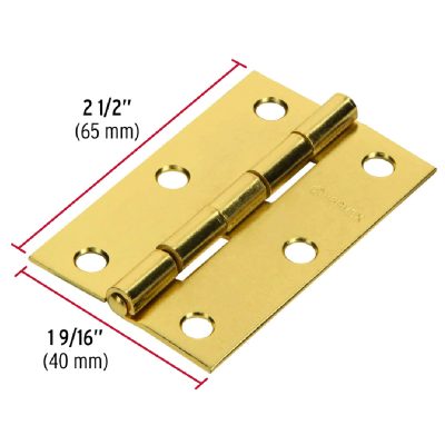 Bisagra Rectangular Acero Latonado 65 x 40mm