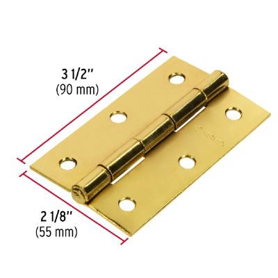 Bisagra Rectangular Acero Latonado 90 x 55mm