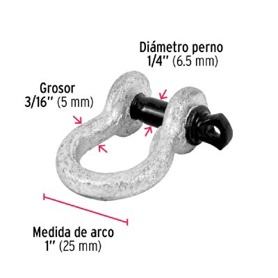 Grillete de Acero Forjado Carga Máx 300 kg