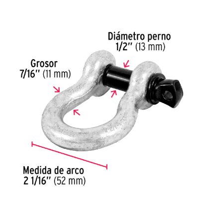 Grillete de Acero Forjado Carga Máx 1.380 Kg