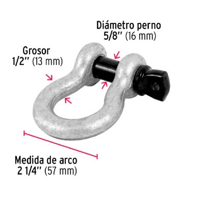 Grillete de Acero Forjado Carga Máx 1.810 Kg