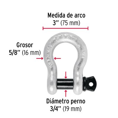Grillete de Acero Forjado Carga Máx 2.950 Kg