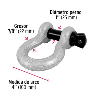 Grillete de Acero Forjado Carga Máx 6.400 Kg