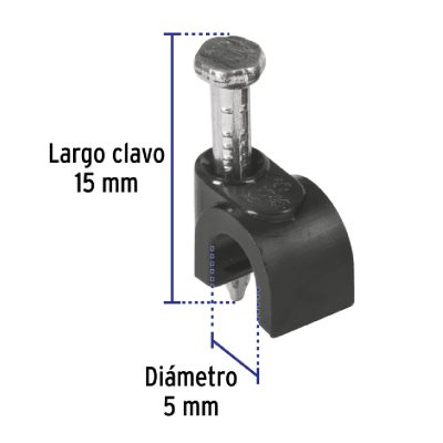 Grapas Curvas para Cable Coaxial Negra Diametro 5mm
