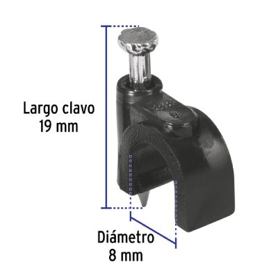 Grapas Curvas para Cable Coaxial Negra Diametro 8mm
