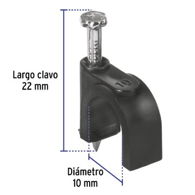 Grapas Curvas para Cable Coaxial Negra Diametro 10mm