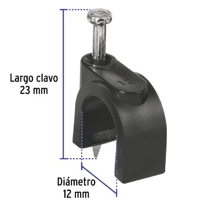 Grapas Curvas para Cable Coaxial Negra Diametro 12mm