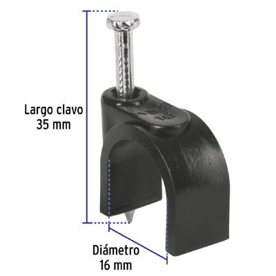 Grapas Curvas para Cable Coaxial Negra Diametro 16mm